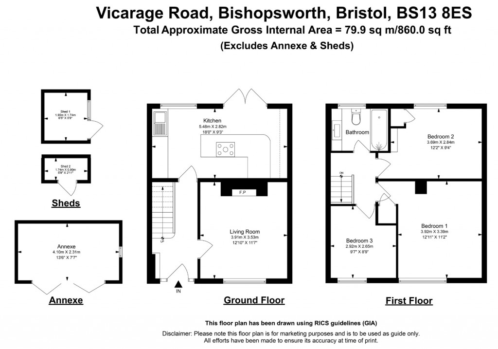 Floorplans For Vicarage Road, Bishopsworth, Bristol