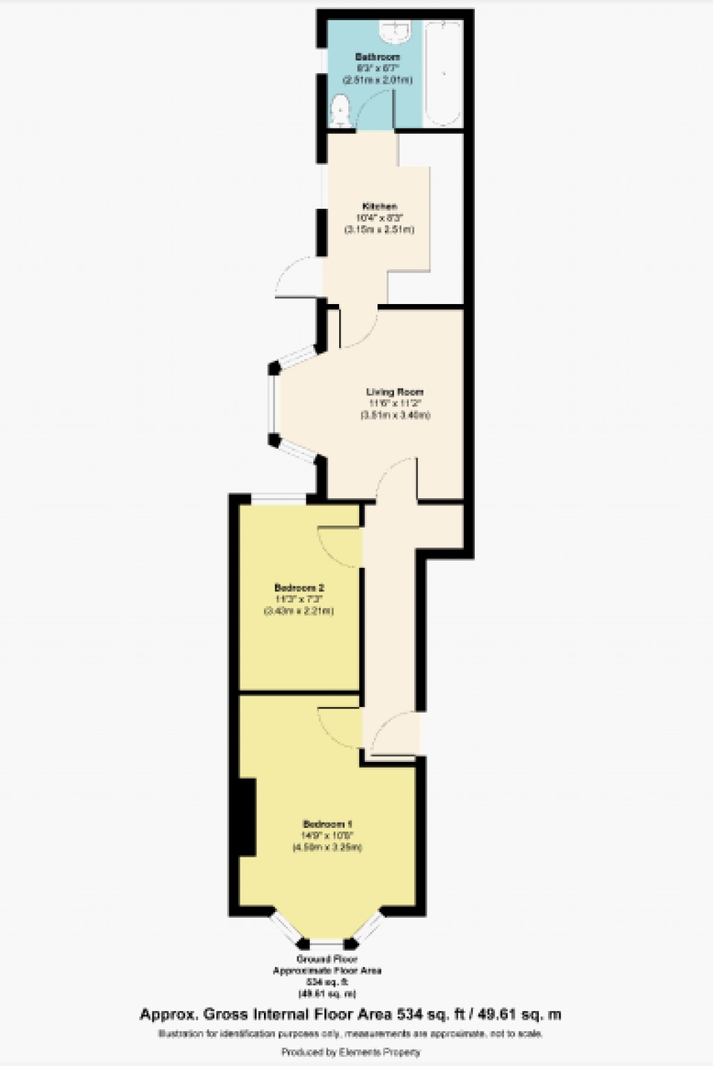 Floorplans For Ground Floor Flat, 63 Raleigh Road, Southville, Bristol, BS3